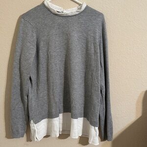 Adrianna Papell Gray and White Sweater Business Career Versatile